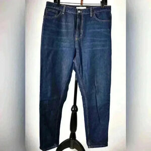 TOPSHOP Medium Blue Cotton Denim Mom Straight Relaxed Jeans 34x30 Turkey
